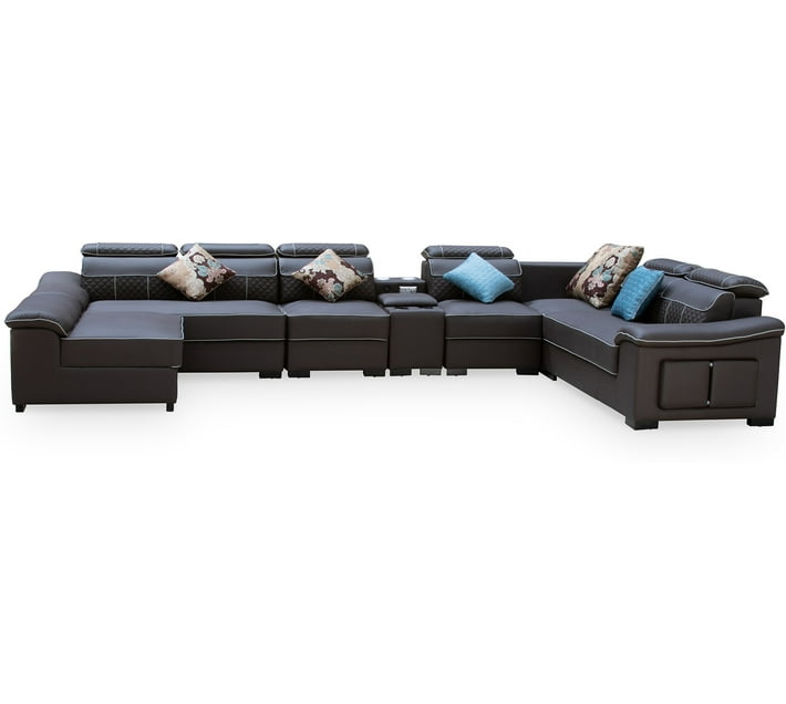 GOF Furniture Lulla U Shaped Sofa Knitted 6 Seater Sofa Finish Colour Brown DIY Do it yourself Makro