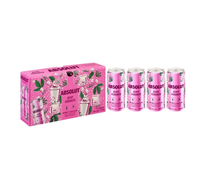 Buy Absolut Berry Vodkarita Spirit Cooler 4 x 300ml in Bulk | Makro ...