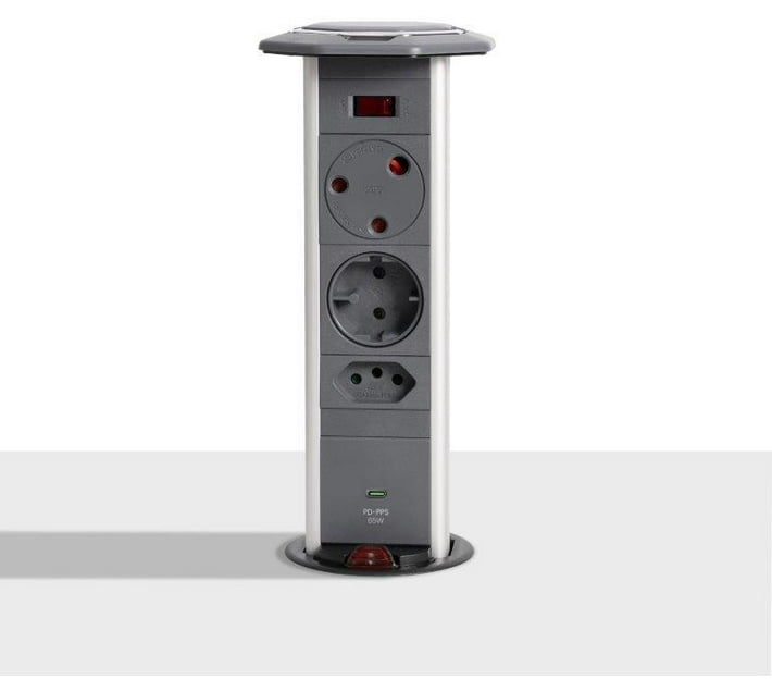 Powerlogic PDMK565 Three Pin Plug (Grey, White) Makro