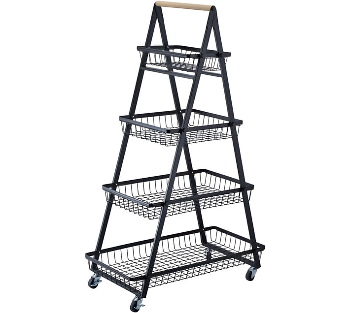 Kitchen Rack 4-Tier Steel Fruits/Vegetables Kitchen Rack (Black) | Makro