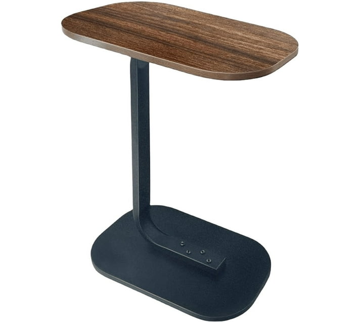 lilhe Small Oval C Shaped Coffee Table Solid Wood Side Table (Finish