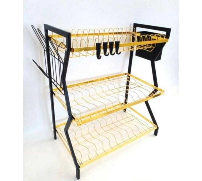 Gold Kitchen Rack Generic 3 Tier Kitchen Counter Dish Plates Organizer Storage Black Gold ...