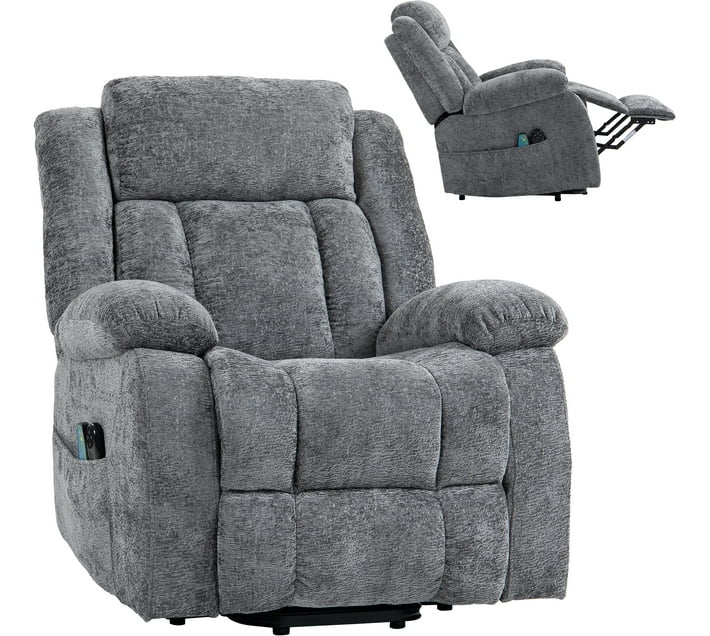 AFRISINO IMPORTS Power Recliner Lift Massage Heating Sofa Solid Wood Living Room Chair Finish Colour Grey Knock Down