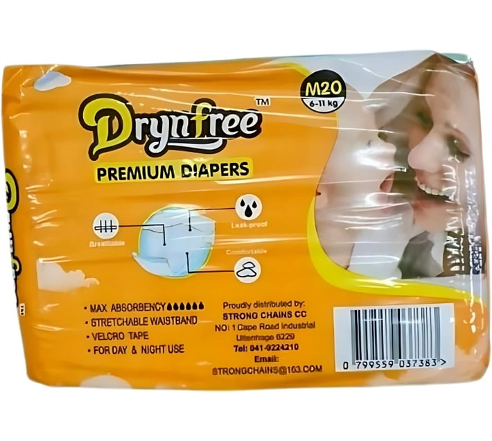 drynfree Premium nappies Tape Diapers - M (20 Pieces) | Makro