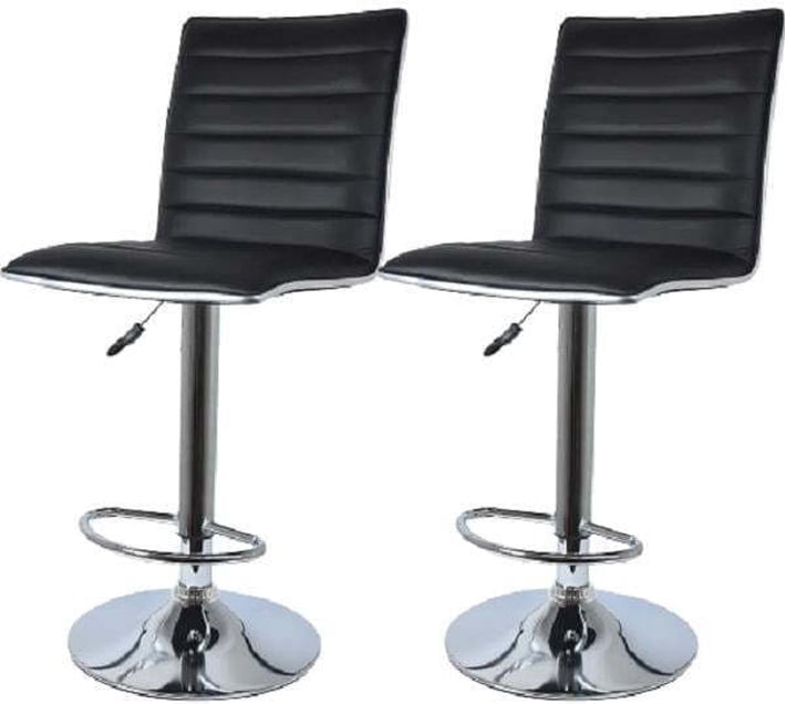 Buy SHAH's Bar Stools with Chrome Base - Set of 2 - Black Leather Bar ...
