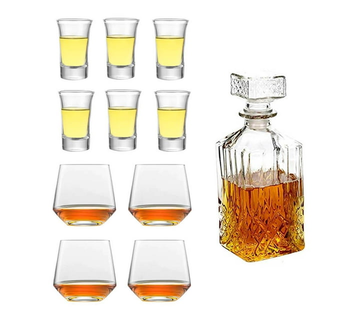 Bohemian Crystal Whiskey Set of Decanter, Glasses and Shot Glasses Makro