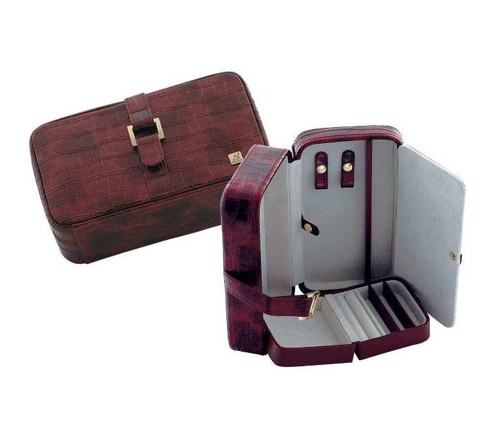 AB Collezioni Epoque Ladies Girls Jewellery Travel Case Box Bordeaux