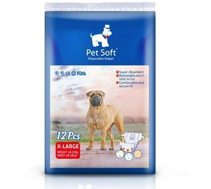 Pet Soft XLarge Disposable Female Dog Diapers Pack of 12 Tape