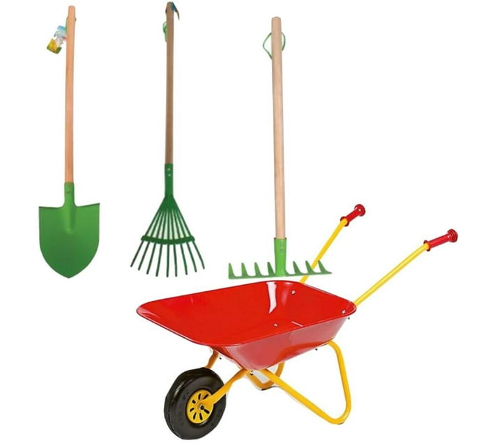 The Good Sport Kids Garden Tool Set of 3 & Red Wheelbarrow Green