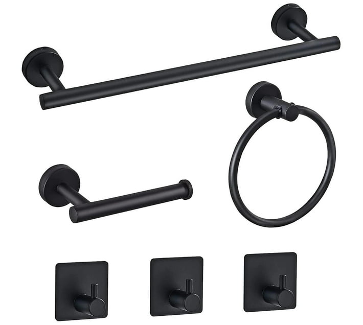 Towel Rack & Bathroom Accessories 6PCs Set Makro