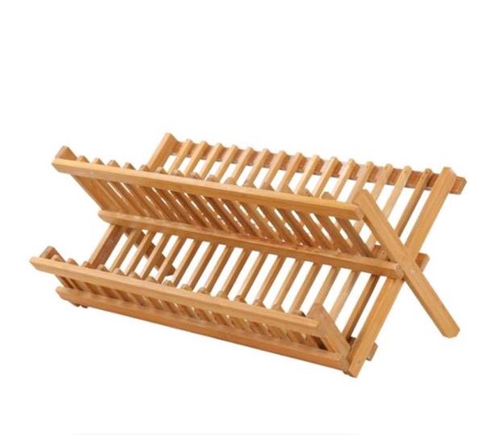 Someone’s in a Makro PSM Collapsible Bamboo 2 Tier Drying Rack Dish