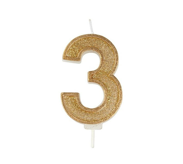 Someone’s in a Makro Culpitt Sparkle Numeral Candle Number 3 Gold