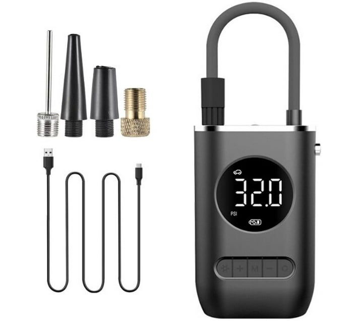 PSM Inflater Portable Tire Pump Motorcycle Pump (Black) Makro