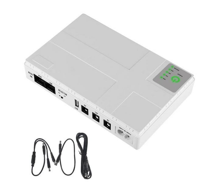 12000mAh Mini DC UPS Backup Power Supply White Makro