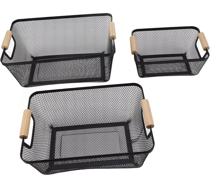 Generic Wooden BA-345-S73 Storage Basket (Pack of 3) | Makro