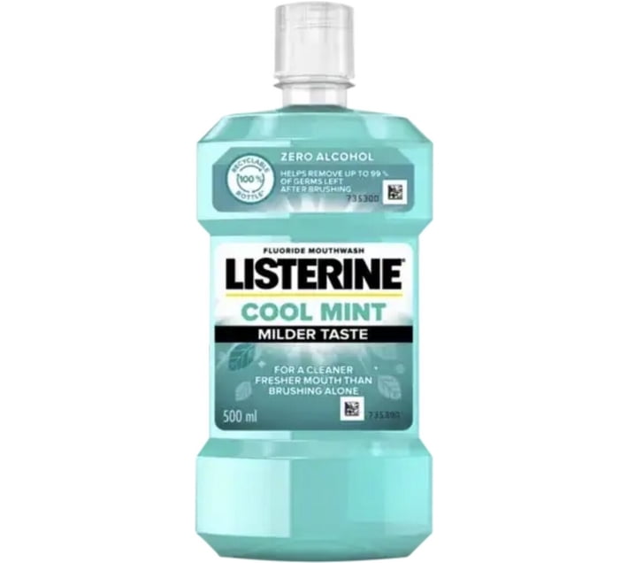 Buy Listerine Less Intense Zero Alcohol Mouthwash - Cool Mint (500 ml ...