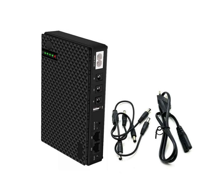 Mini DC UPS for Wifi Router Backup Power Supply 10400mAh Black Makro