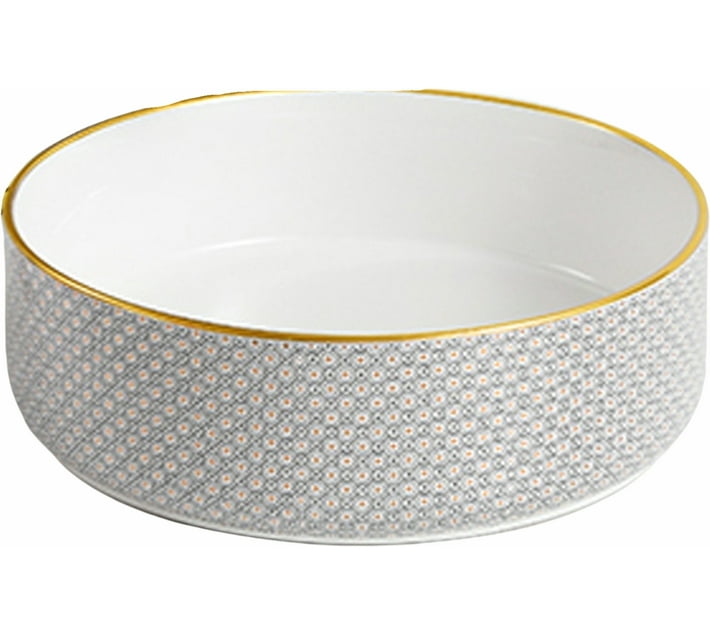 Countertop Ceramic Basin/Tabletop Alyssa Gloss White & Gold Round