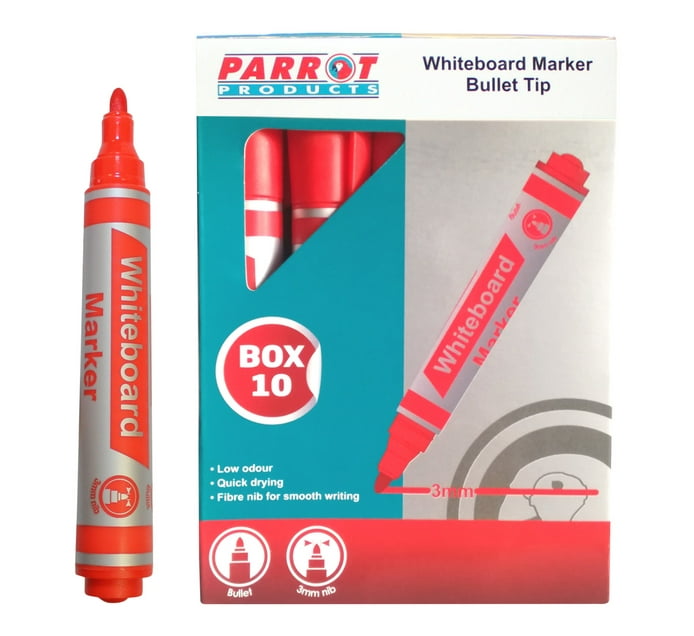 Parrot Products Bullet Whiteboard Marker Red 10Pack Makro