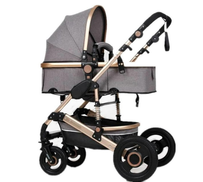 Belecoo Baby Stroller 2 in 1 Foldable Pram Grey with a keyholder Makro