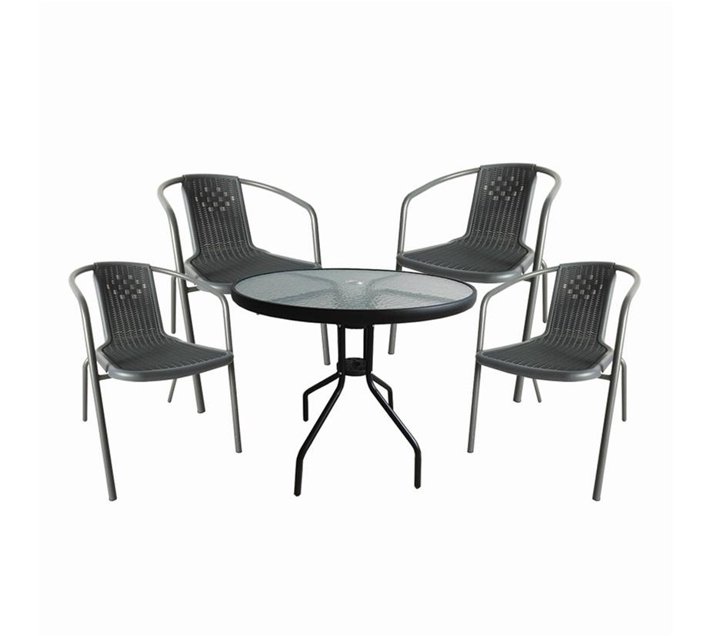 Someone’s in a Makro Seagull 5 Piece 80cm Glass Table and Bistro Chair