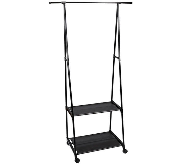 Clothing Rail Clothes Rack With 2 Shoe Storage Shelves Black Makro
