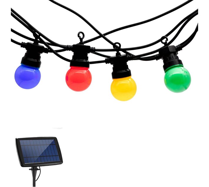 Stellar Lighting Solar 10 MultiColour LED Festoon Bulb String Lights