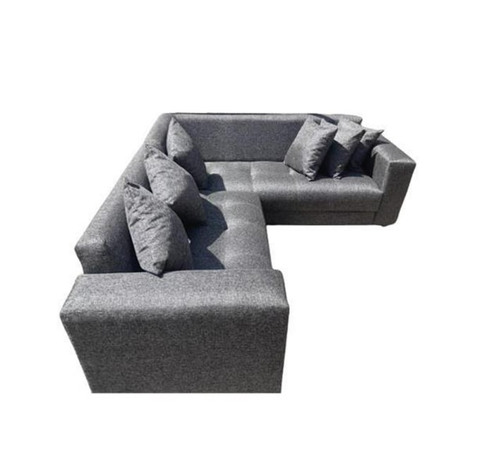 Corner L Shape Fabric 6 Seater Sofa Grey LeftFacing Makro