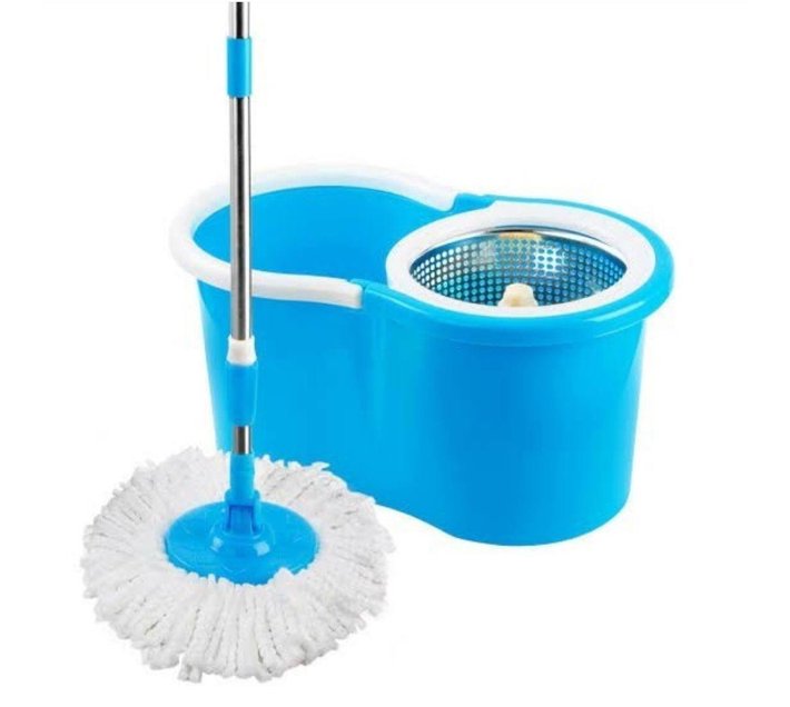 Rotating 360Degrees Magic Spin Mop And Plastic Bucket Set Blue Makro