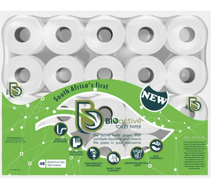 BioActive Toilet Paper 1 Ply Toilet Paper Roll (Pack of 1 x 48 Rolls