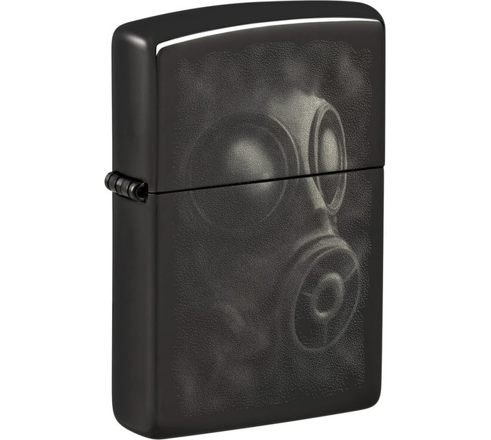 Zippo Gas Mask Design Pocket Lighter (Polish Black) Makro
