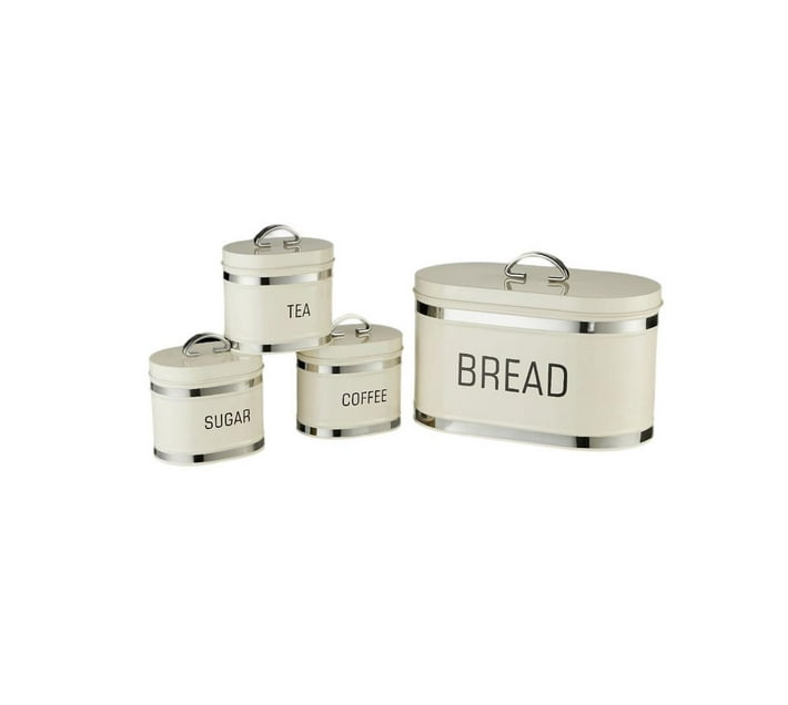 Someone’s in a Makro 4-Piece Retro Bread Bin and Canister Set - Chrome ...