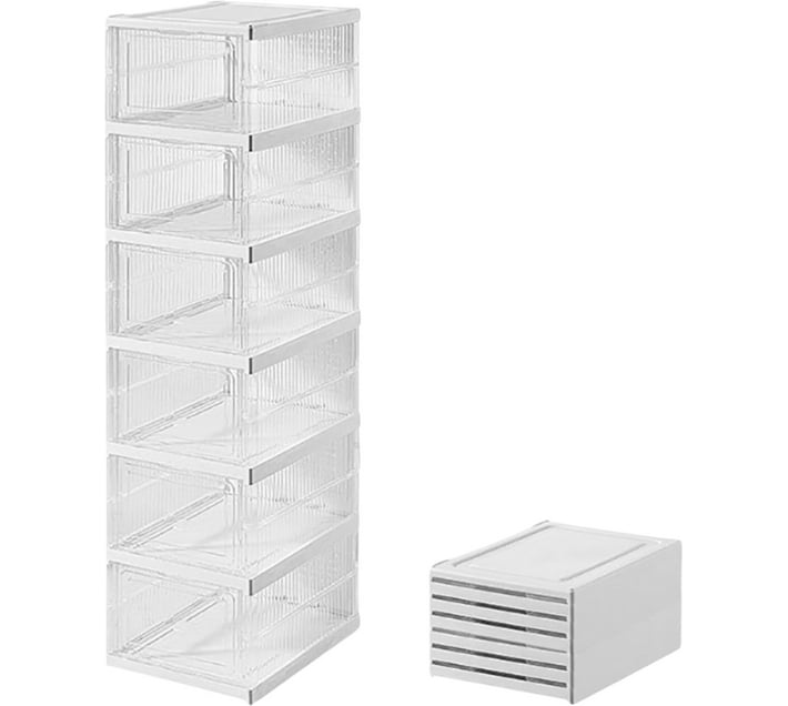 18cm Rack Generic 8-1913 6 Layers Folding Shoe Rack- 18cm Shelf Organizers (White ...