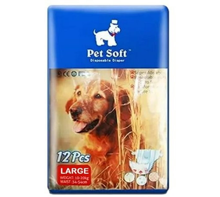 Pet Soft Large Disposable Female Dog Diapers Pack of 12 Tape Diapers