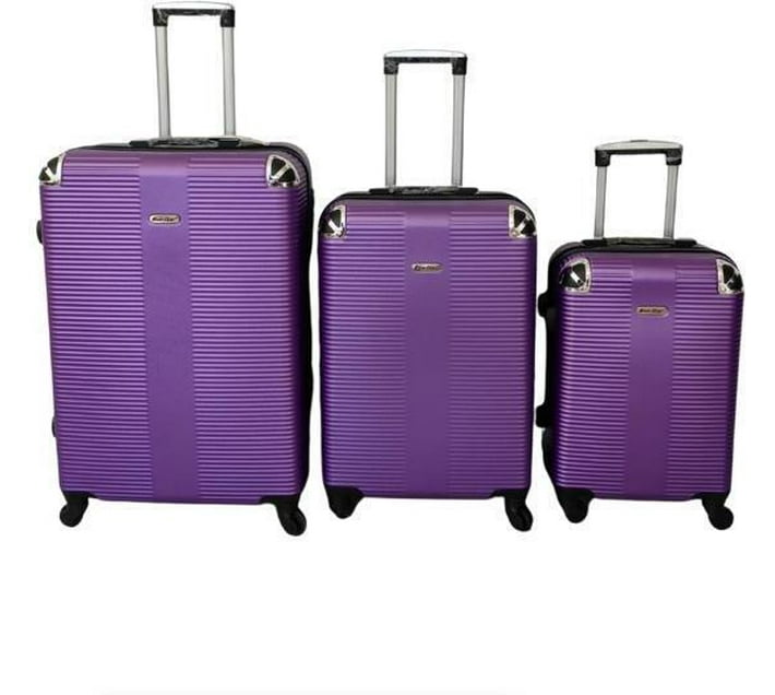 HappyDeals 3 Piece Hard Shell Luggage Set Purple Cabin & Checkin Set