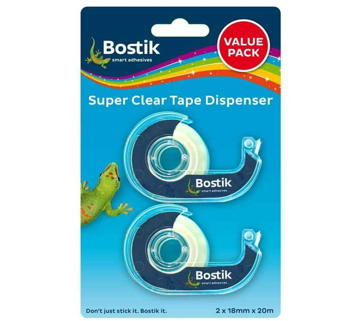 Bostik Super Clear Tape Dispenser Value Pack of 2 (18mm x 20m) Makro