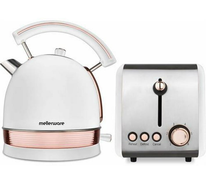 Mellerware 1.8 Litre Stainless Steel White Toaster And Kettle Combo Set Oven Toaster Grill OTG White Makro