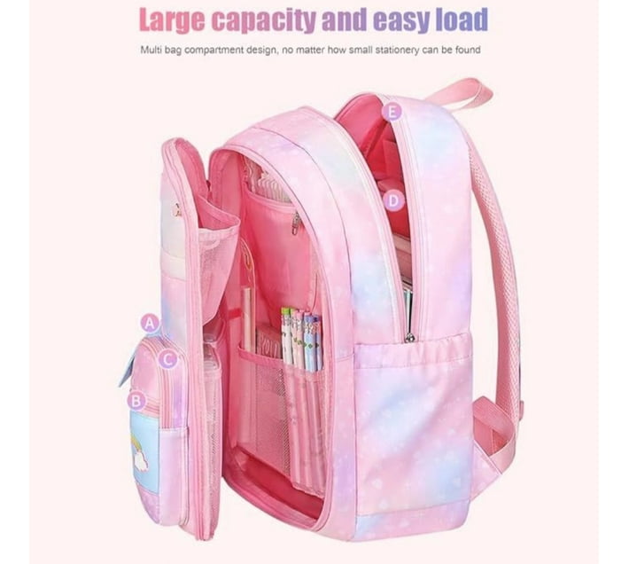 Miss Bliss Imports chool Girls Rainbow Backpack Refrigerator door Style multi compartments Purple Tint 5 l Backpack Purple