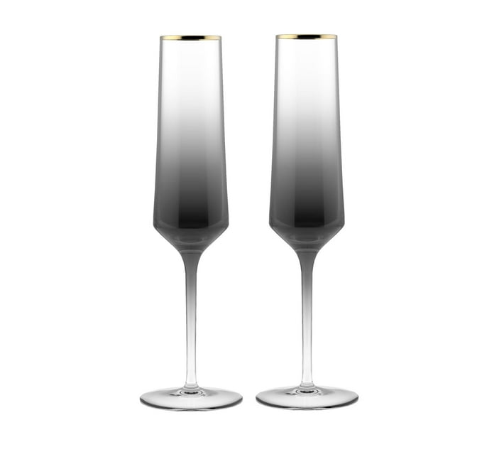 Someone’s in a Makro Dusk 2pc Crystal Champagne Glass Set in Black & Gold Gift Box Mood