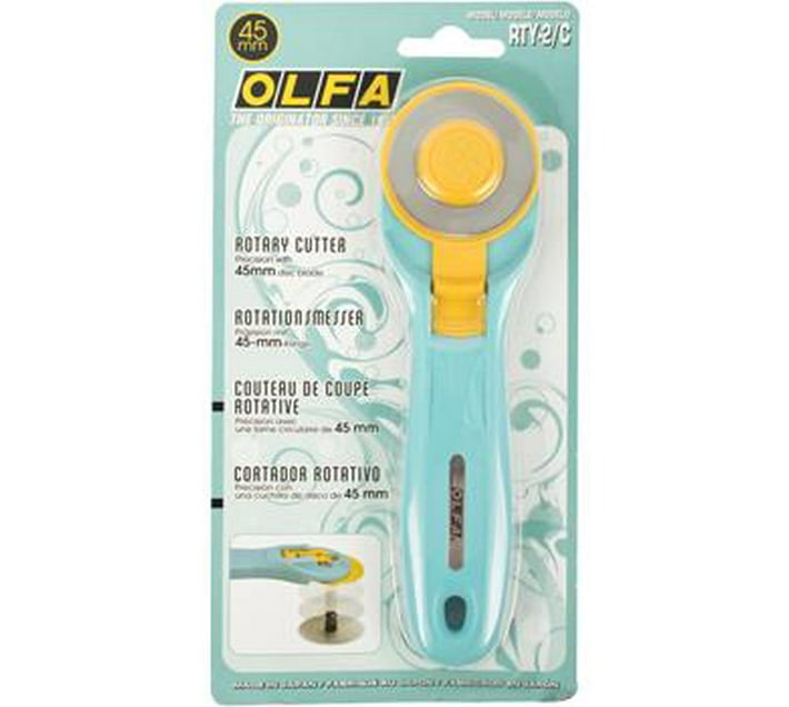 OLFA ROTARY SPLASH CUTTER 45MM BLADE R/L HANDED LIGHT BLUE AQUA Makro