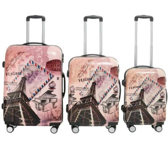 Merax Flieks Printed Luggage Suitcase Cabin Check in Set 4 Wheels 29 inch Multicolour Makro