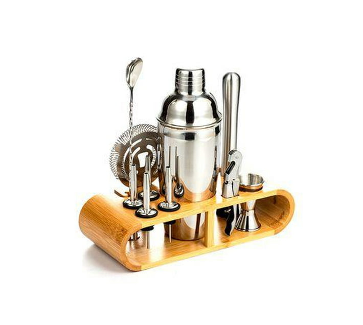 Bamboo & Stainless Steel Cocktail Shaker Set 12 Piece Makro