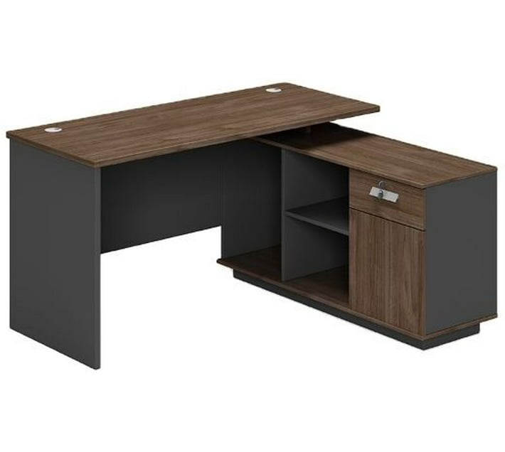 Buy HOD Luna L-Shaped 1.4m Office Table (Finish Colour - Dark Walnut ...
