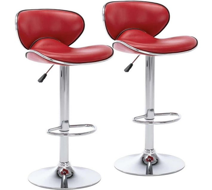 REX M Synthetic Fiber Bar Stool (Finish Colour Red, Preassembled