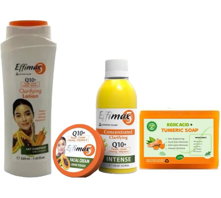 Effimax Lotion, Face Cream, Body Lotion And Kojic Acid & Tumeric Soap