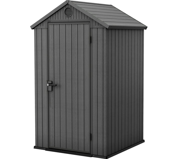 Keter Darwin Shed 4x4 Grey Plastic Garden Shed (Grey, Coverage Area:1.4 sq.m) | Makro