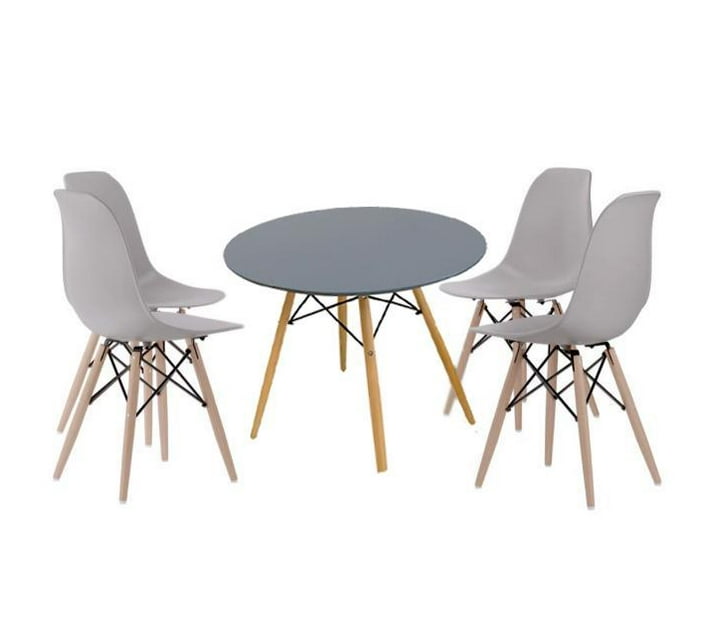 Someone’s in a Makro Round Table and Wooden Leg Chairs (5 Pieces) Mood