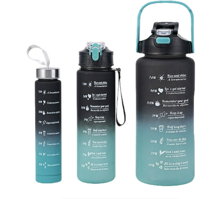 HappyDeals 3 Piece Set of Gradient Color Water Cups 2000 ml Bottle