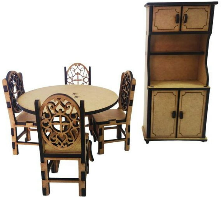 Raziel Designs Dollhouse Dining Room Furniture Set ideal for 3 Year old
