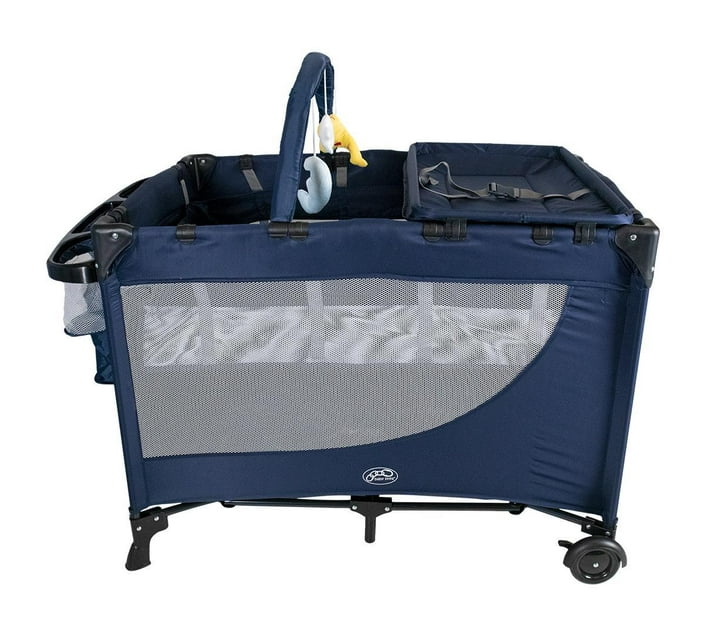 Baby Links Bailey Camp Cot with 2 Layers, Change Tray, Toy Bar